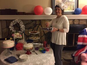 lady holding cake