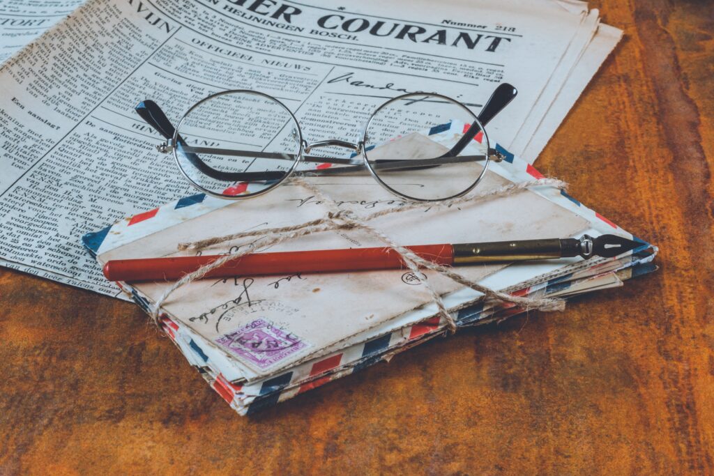 Image of old letters bound with string