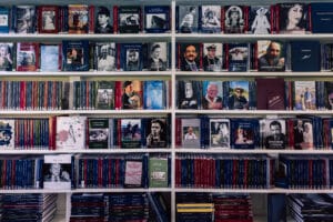 Books on the shelves at the LifeBook Memoirs private library
