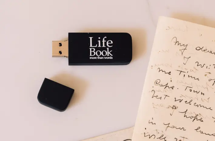 An authors audio highlights captured on a personalised USB stick